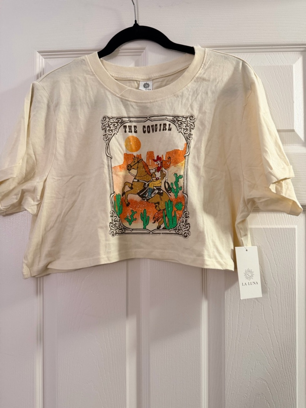 Cream Cowgirl Graphic Crop Tee